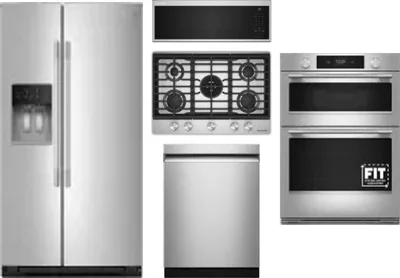 5 Piece Package Includes Refrigerator, Cooktop, Wall Oven, Microwave And Dishwasher