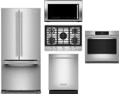 5 Piece Package Includes Refrigerator, Cooktop, Wall Oven, Microwave And Dishwasher