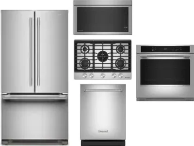 5 Piece Package Includes Refrigerator, Cooktop, Wall Oven, Microwave And Dishwasher