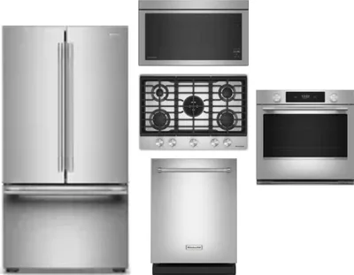 5 Piece Package Includes Refrigerator, Cooktop, Wall Oven, Microwave And Dishwasher