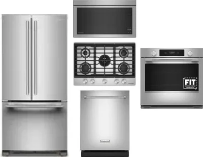 5 Piece Package Includes Refrigerator, Cooktop, Wall Oven, Microwave And Dishwasher