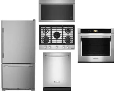 5 Piece Package Includes Refrigerator, Cooktop, Wall Oven, Microwave And Dishwasher