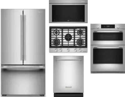 5 Piece Package Includes Refrigerator, Cooktop, Wall Oven, Microwave And Dishwasher