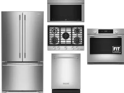 5 Piece Package Includes Refrigerator, Cooktop, Wall Oven, Microwave And Dishwasher
