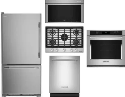 5 Piece Package Includes Refrigerator, Cooktop, Wall Oven, Microwave And Dishwasher