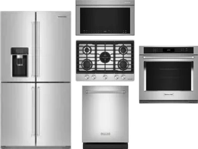 5 Piece Package Includes Refrigerator, Cooktop, Wall Oven, Microwave And Dishwasher