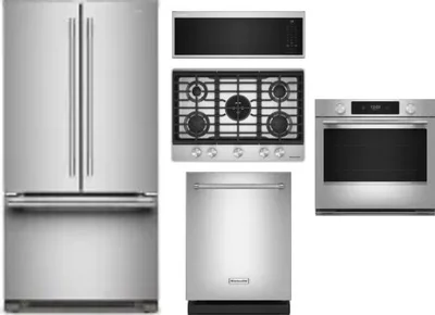 5 Piece Package Includes Refrigerator, Cooktop, Wall Oven, Microwave And Dishwasher