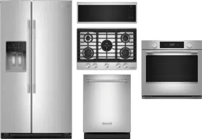 5 Piece Package Includes Refrigerator, Cooktop, Wall Oven, Microwave And Dishwasher