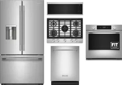 5 Piece Package Includes Refrigerator, Cooktop, Wall Oven, Microwave And Dishwasher
