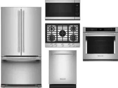 5 Piece Package Includes Refrigerator, Cooktop, Wall Oven, Microwave And Dishwasher