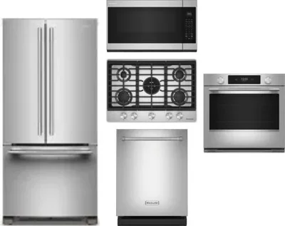 5 Piece Package Includes Refrigerator, Cooktop, Wall Oven, Microwave And Dishwasher