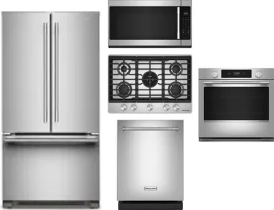 5 Piece Package Includes Refrigerator, Cooktop, Wall Oven, Microwave And Dishwasher