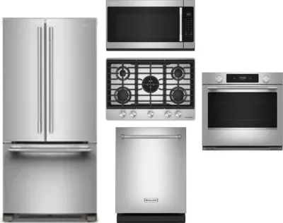 5 Piece Package Includes Refrigerator, Cooktop, Wall Oven, Microwave And Dishwasher