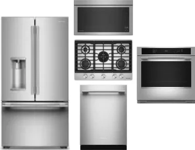 5 Piece Package Includes Refrigerator, Cooktop, Wall Oven, Microwave And Dishwasher
