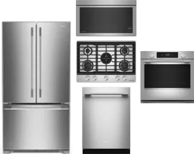 5 Piece Package Includes Refrigerator, Cooktop, Wall Oven, Microwave And Dishwasher