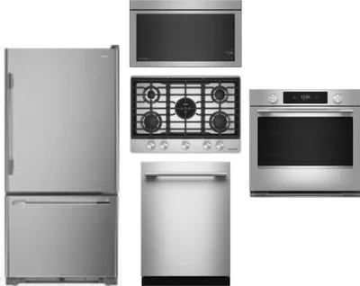 5 Piece Package Includes Refrigerator, Cooktop, Wall Oven, Microwave And Dishwasher