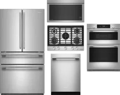 5 Piece Package Includes Refrigerator, Cooktop, Wall Oven, Microwave And Dishwasher