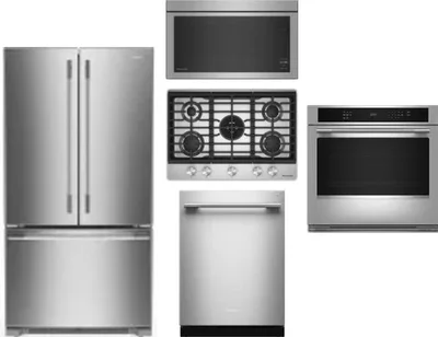 5 Piece Package Includes Refrigerator, Cooktop, Wall Oven, Microwave And Dishwasher