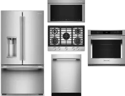 5 Piece Package Includes Refrigerator, Cooktop, Wall Oven, Microwave And Dishwasher