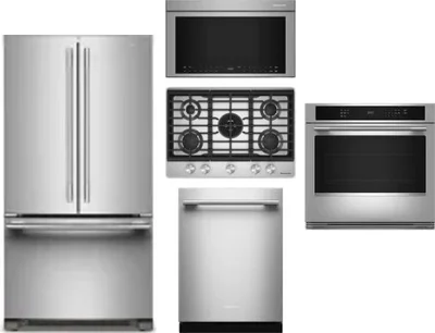 5 Piece Package Includes Refrigerator, Cooktop, Wall Oven, Microwave And Dishwasher