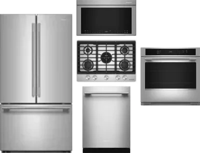 5 Piece Package Includes Refrigerator, Cooktop, Wall Oven, Microwave And Dishwasher