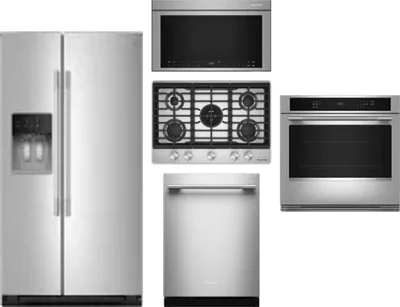 5 Piece Package Includes Refrigerator, Cooktop, Wall Oven, Microwave And Dishwasher