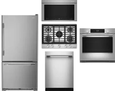 5 Piece Package Includes Refrigerator, Cooktop, Wall Oven, Microwave And Dishwasher