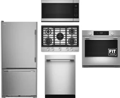 5 Piece Package Includes Refrigerator, Cooktop, Wall Oven, Microwave And Dishwasher