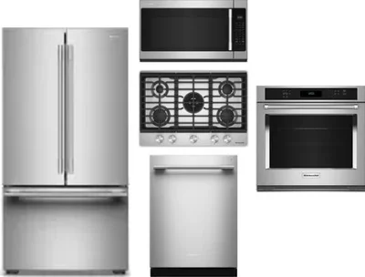 5 Piece Package Includes Refrigerator, Cooktop, Wall Oven, Microwave And Dishwasher