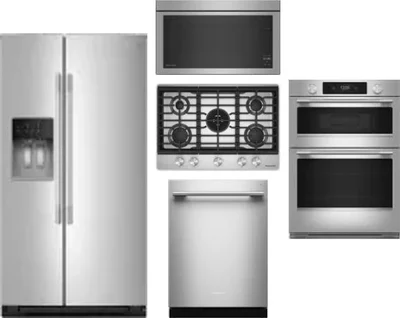 5 Piece Package Includes Refrigerator, Cooktop, Wall Oven, Microwave And Dishwasher