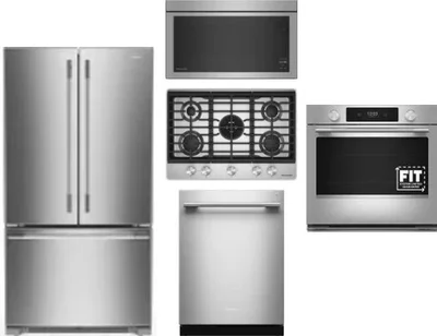 5 Piece Package Includes Refrigerator, Cooktop, Wall Oven, Microwave And Dishwasher