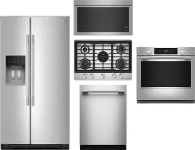 5 Piece Package Includes Refrigerator, Cooktop, Wall Oven, Microwave And Dishwasher