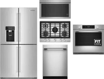 5 Piece Package Includes Refrigerator, Cooktop, Wall Oven, Microwave And Dishwasher