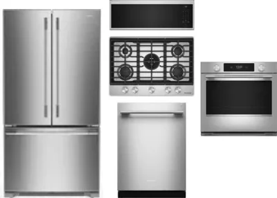 5 Piece Package Includes Refrigerator, Cooktop, Wall Oven, Microwave And Dishwasher
