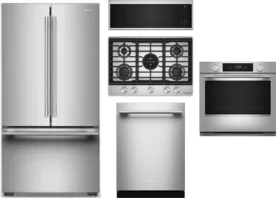 5 Piece Package Includes Refrigerator, Cooktop, Wall Oven, Microwave And Dishwasher