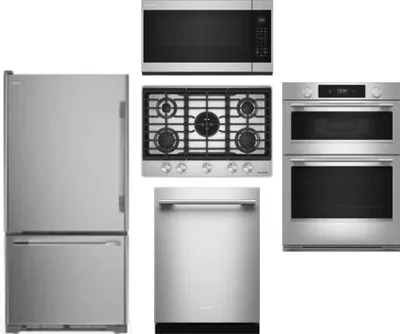 5 Piece Package Includes Refrigerator, Cooktop, Wall Oven, Microwave And Dishwasher