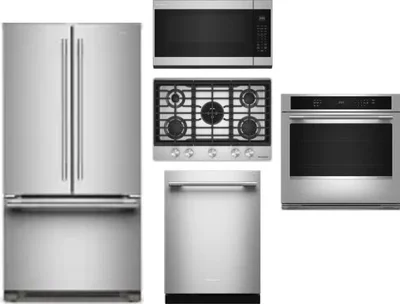 5 Piece Package Includes Refrigerator, Cooktop, Wall Oven, Microwave And Dishwasher