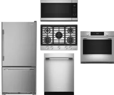 5 Piece Package Includes Refrigerator, Cooktop, Wall Oven, Microwave And Dishwasher