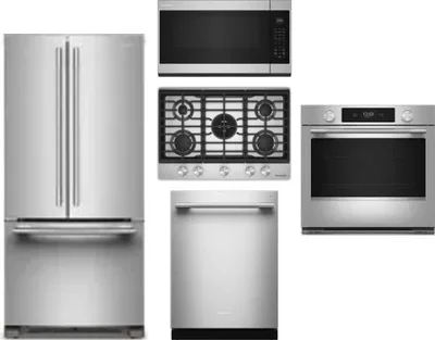 5 Piece Package Includes Refrigerator, Cooktop, Wall Oven, Microwave And Dishwasher