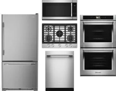 5 Piece Package Includes Refrigerator, Cooktop, Wall Oven, Microwave And Dishwasher