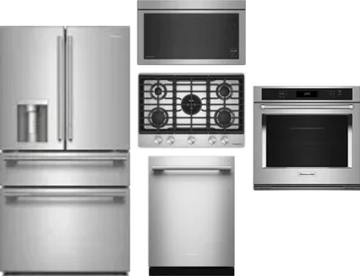 5 Piece Package Includes Refrigerator, Cooktop, Wall Oven, Microwave And Dishwasher