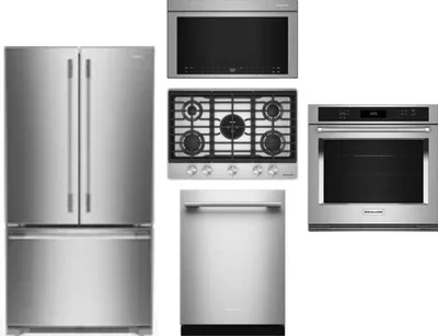 5 Piece Package Includes Refrigerator, Cooktop, Wall Oven, Microwave And Dishwasher