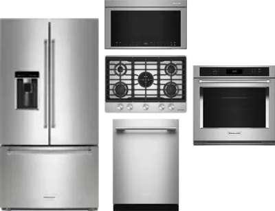 5 Piece Package Includes Refrigerator, Cooktop, Wall Oven, Microwave And Dishwasher