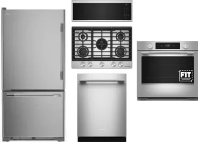 5 Piece Package Includes Refrigerator, Cooktop, Wall Oven, Microwave And Dishwasher