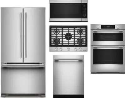 5 Piece Package Includes Refrigerator, Cooktop, Wall Oven, Microwave And Dishwasher