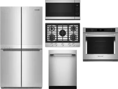 5 Piece Package Includes Refrigerator, Cooktop, Wall Oven, Microwave And Dishwasher