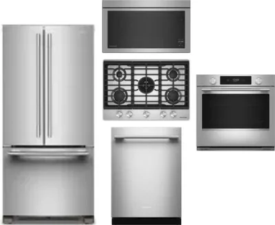 5 Piece Package Includes Refrigerator, Cooktop, Wall Oven, Microwave And Dishwasher