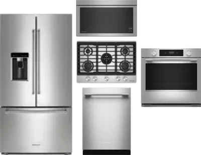 5 Piece Package Includes Refrigerator, Cooktop, Wall Oven, Microwave And Dishwasher
