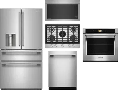 5 Piece Package Includes Refrigerator, Cooktop, Wall Oven, Microwave And Dishwasher
