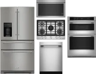 5 Piece Package Includes Refrigerator, Cooktop, Wall Oven, Microwave And Dishwasher